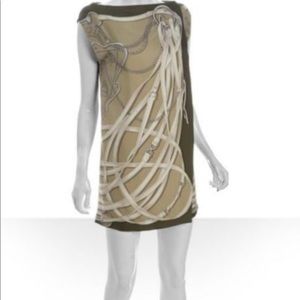 Gucci silk olive green equestrian print mini dress